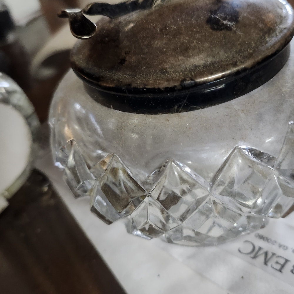 Elegant Crystal and Metal Sugar Bowl